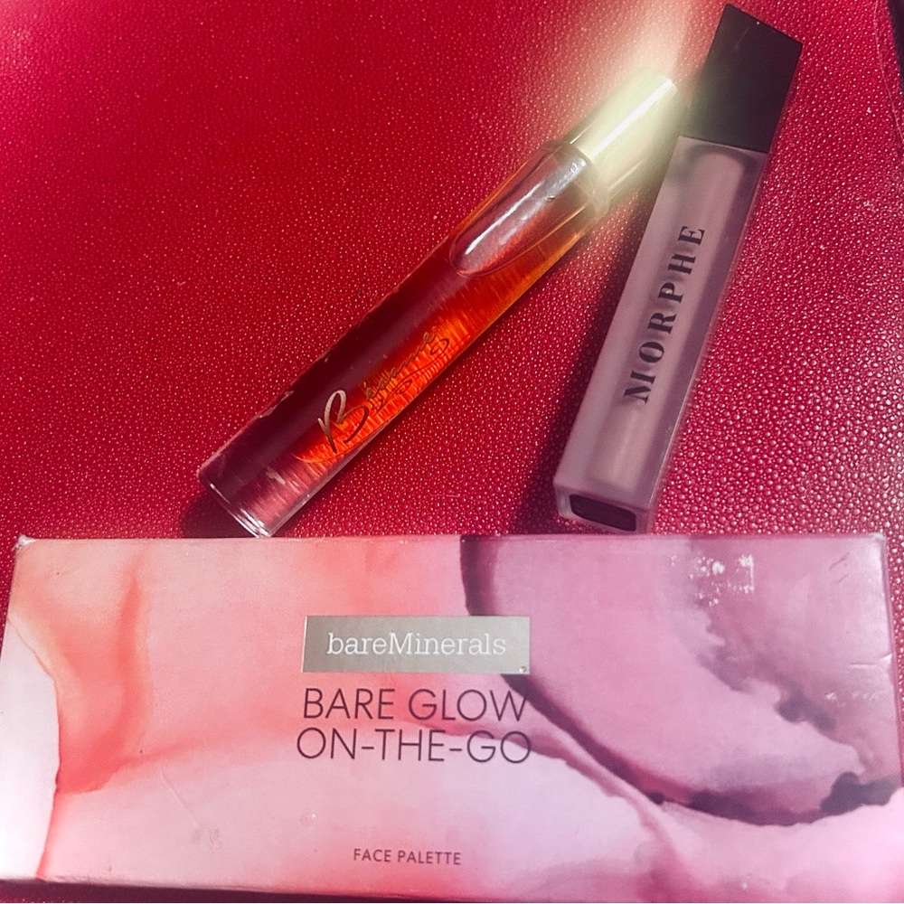 BARE-MINERALS Bare Glow On-The-Go, Blusher, Bronzer, & Highlighter & Lip Duo NIB